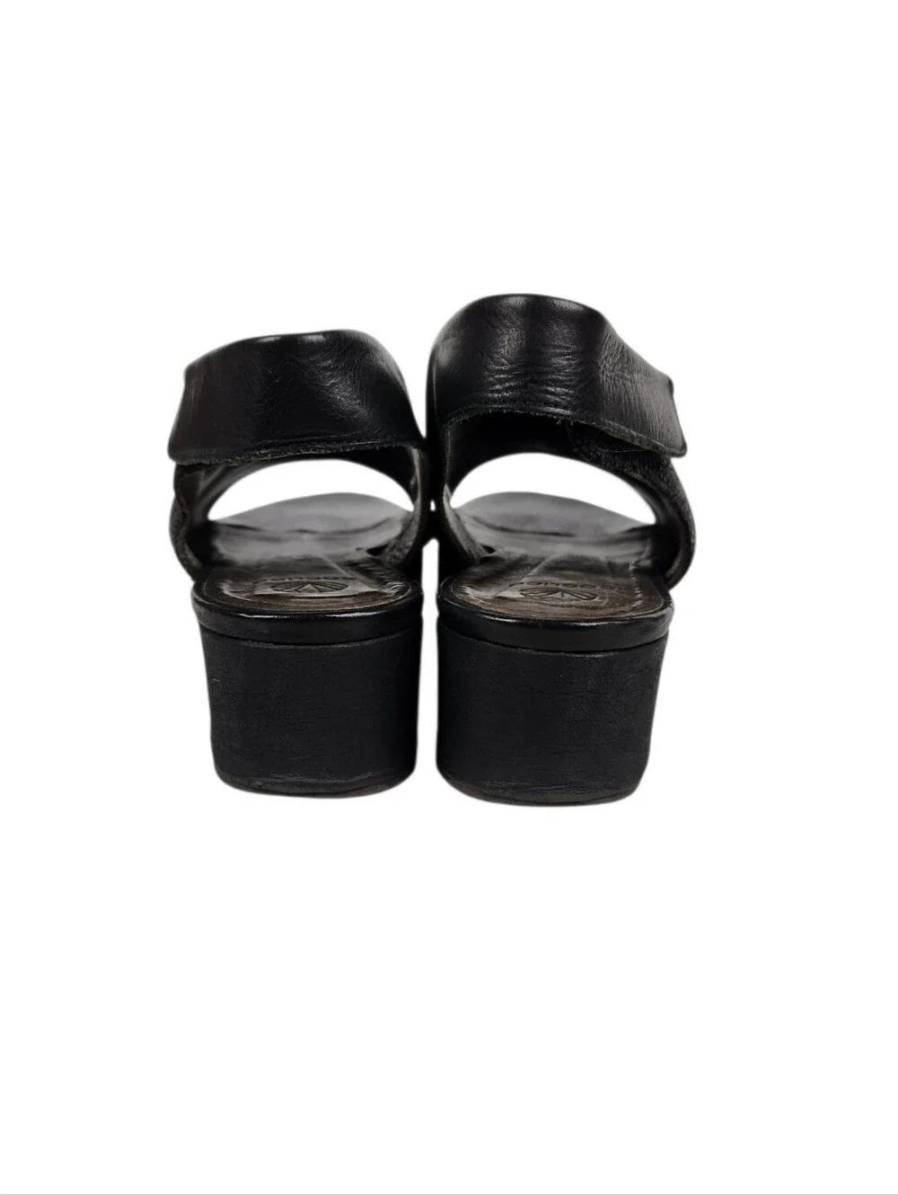 Coclico Black Leather Snakeskin Emboss Slingback Platform Sandal Womens Size 8.5
